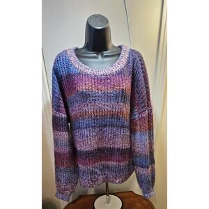 Ady P Women’s Multi-colored Ultra Soft Pullover Long Sleeve Sweater Size Large